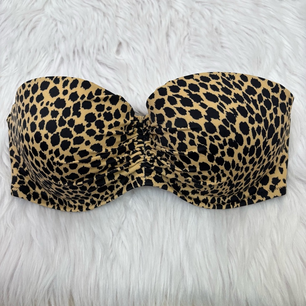 Victoria’s Secret NWOT The‎ Flirt Bandeau Bikini Top Animal Print Straps Sz 32DD